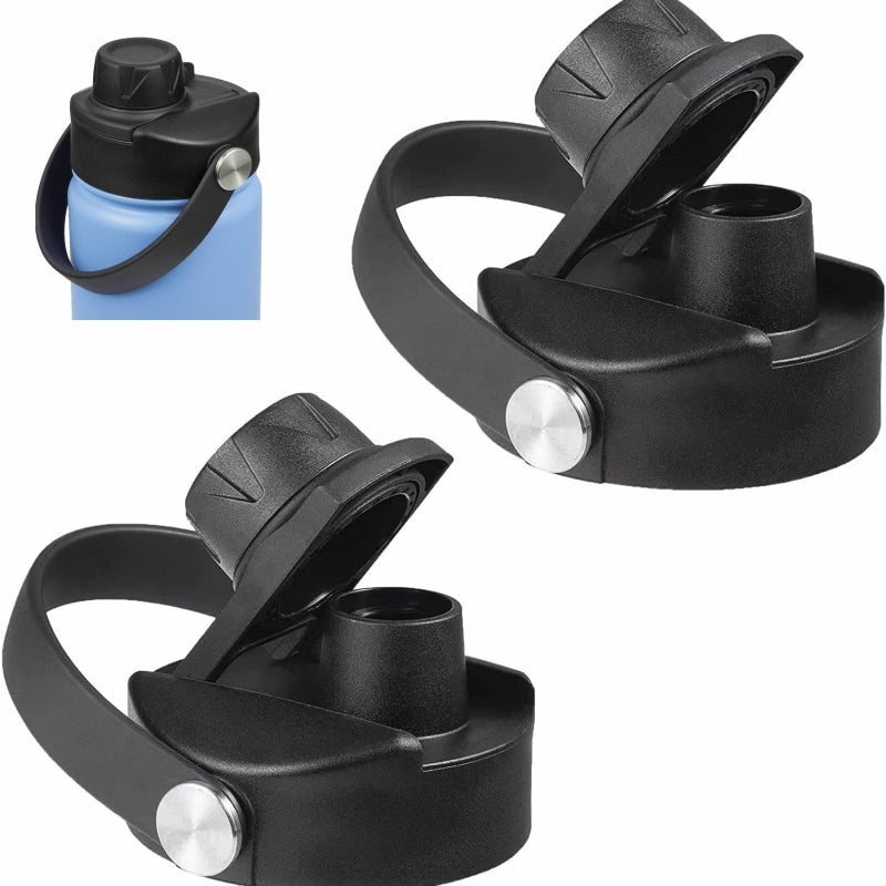 DBIW Lid for Hydro Flask 32 40 oz Wide Mouth  Replacement Lids Compatible with Hydro Flask Wide Mouth Water Bottle  Top Spout Lid with Handle  Wide Mouth Lid Chug Cap Accessories  Black 2 Pack - Image 1